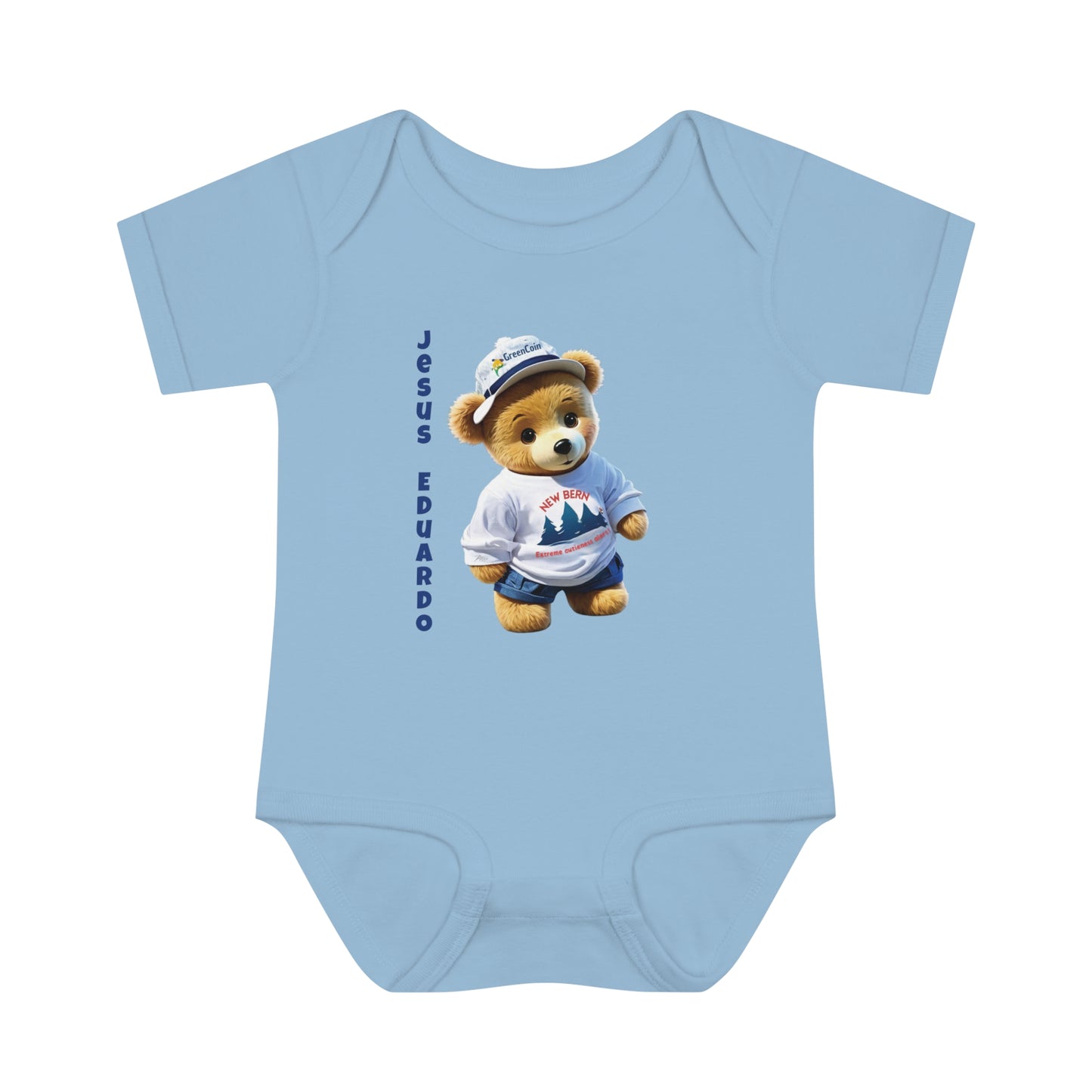 Ribbed baby bodysuit with bear with personalized name