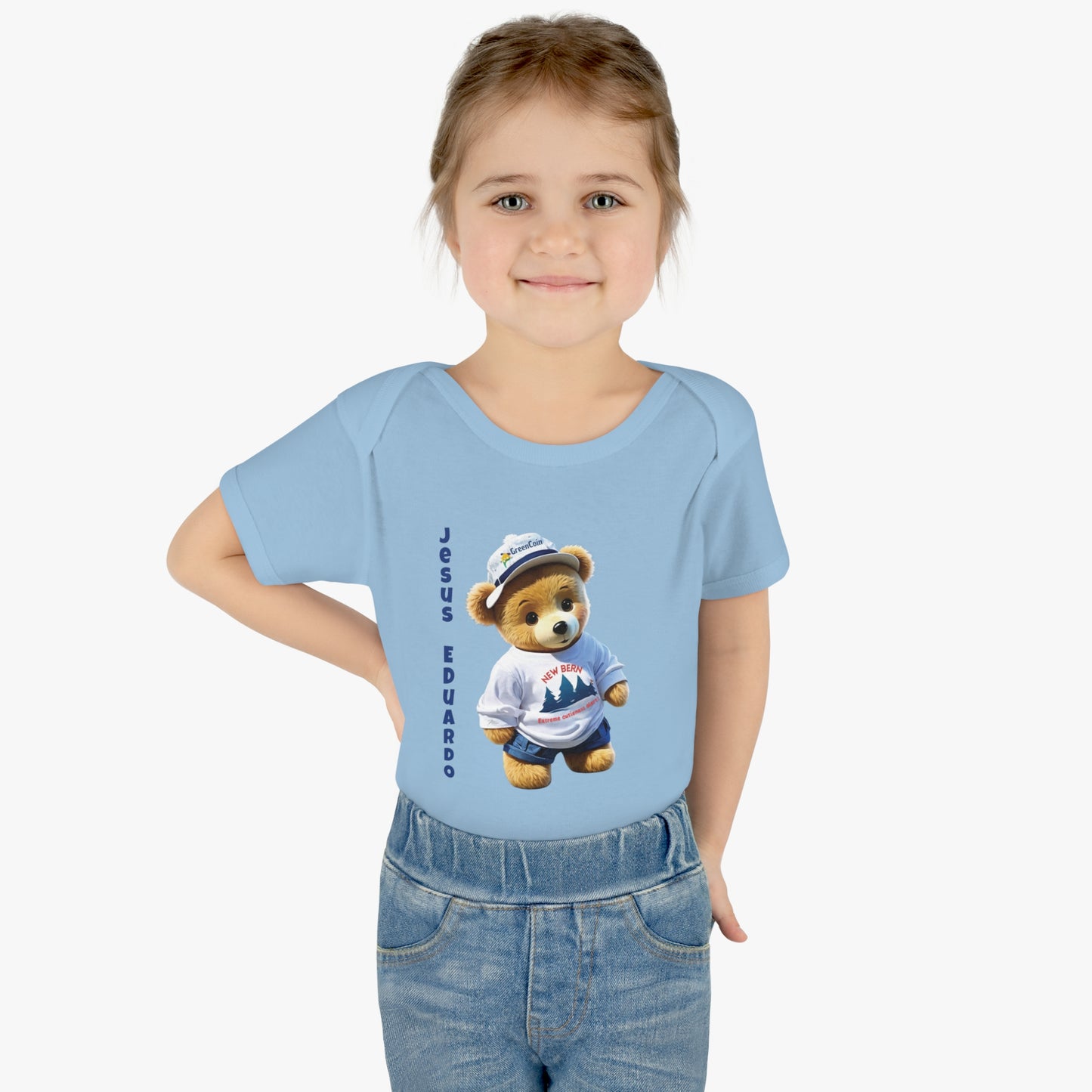 Ribbed baby bodysuit with bear with personalized name