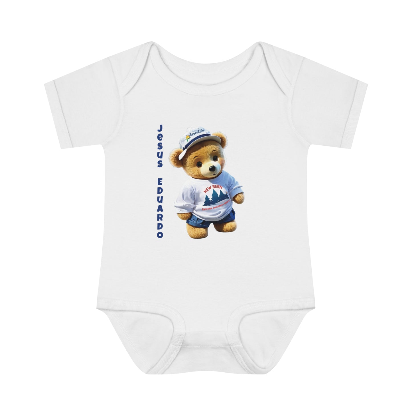 Ribbed baby bodysuit with bear with personalized name