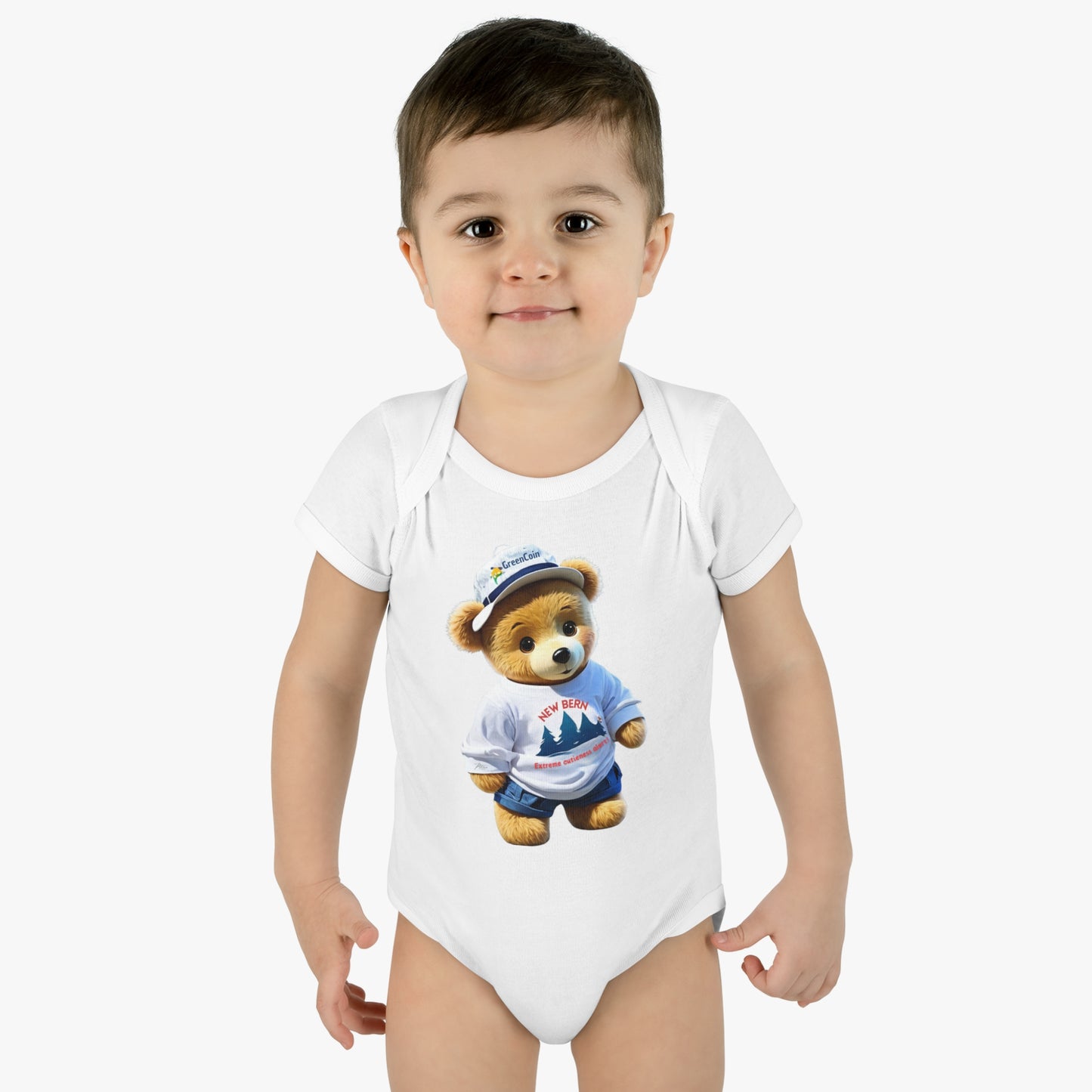Ribbed baby bodysuit with teddy