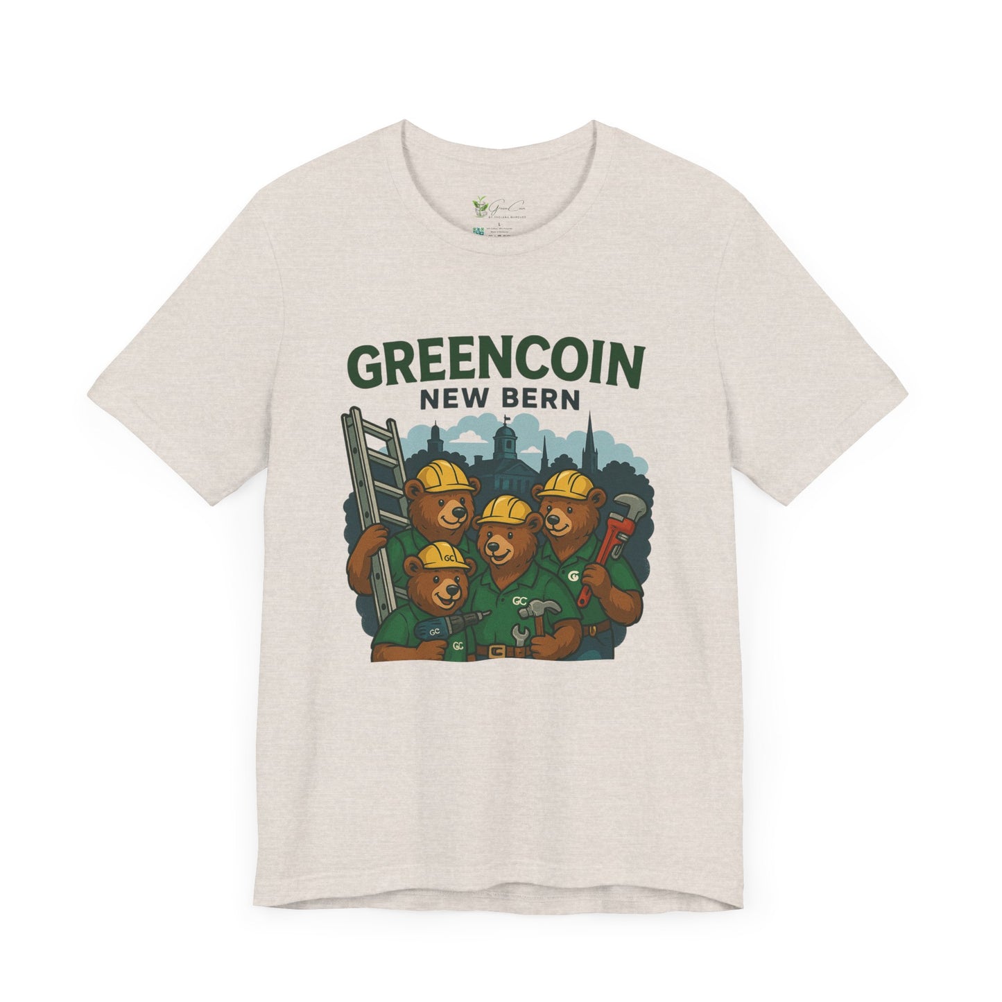 Greencoin New Bern Bear Graphic Tee - Unisex Jersey Short Sleeve Shirt