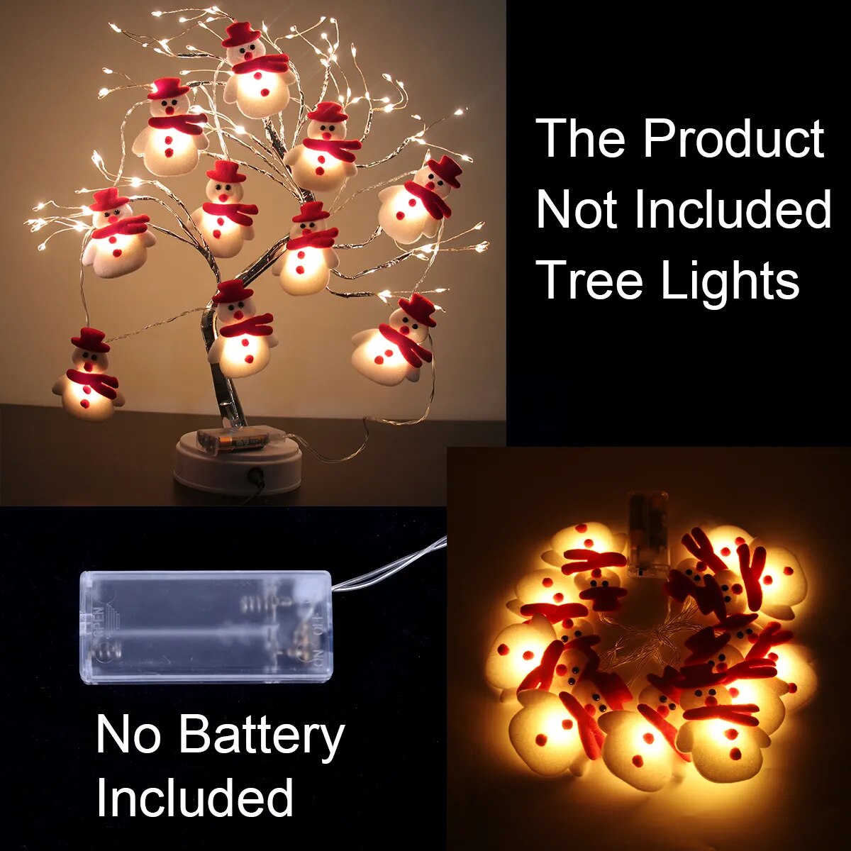 Snowman Christmas LED Garland String Lights Merry Christmas Decor For Home 2023 Cristmas Tree Ornament Happy New Year Gifts 2024