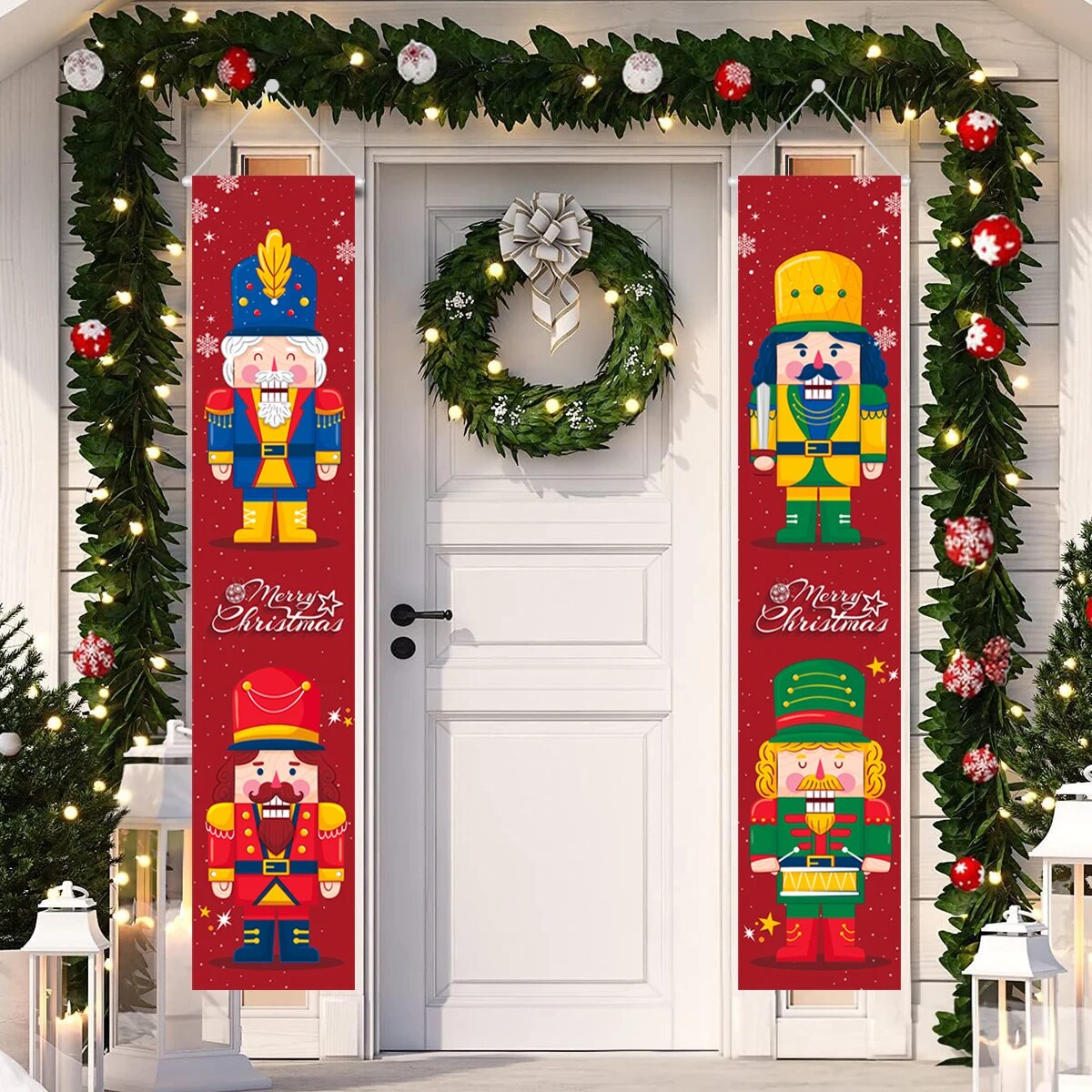 Nutcracker Soldier Door Banner Decor 2023 Christmas Decorations for Home Xmas Hanging Ornaments Navidad Noel Gifts New Year 2024