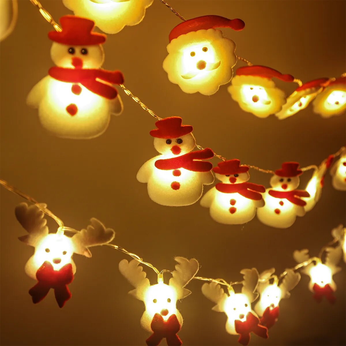 Snowman Christmas LED Garland String Lights Merry Christmas Decor For Home 2023 Cristmas Tree Ornament Happy New Year Gifts 2024