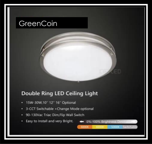 Double Ring LED Ceiling Light 12'' box of 6 units.