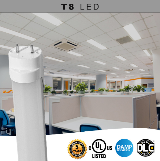 T8 Ballast Compatible LED Tube - 4 Foot - 9.5 Watt - 1650 Lumens - 4000K Cool White pack of 25
