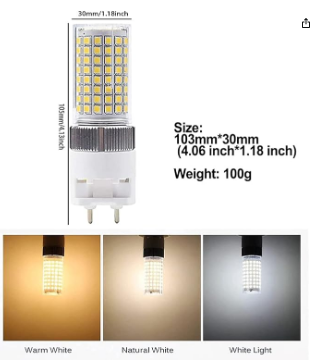 G12 LED Bulb 16W, Bi-Pin Corn Bulb (Equivalent 150W Halogen/Incandescent Lamp), 6000K 1800 Lumen, Ceiling Light Floodlight, Pack of 2