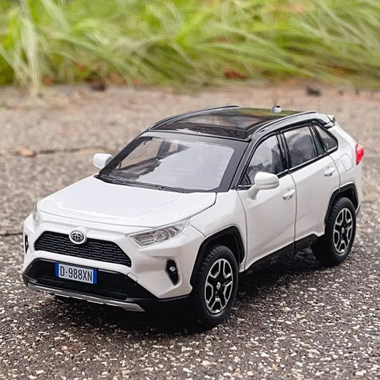 1:32 RAV4 SUV 2023 Alloy Die Cast Toy Car Model Sound and Light Pull Back Children's Toy Collectibles Birthday gift