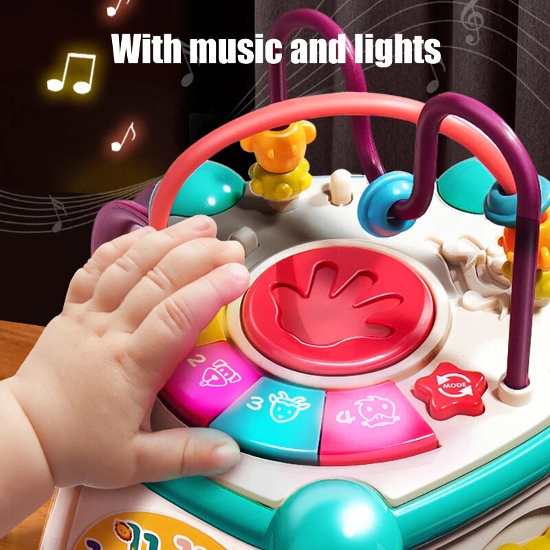 Kid Activity Sensory Beads Cube Block Magnetic Multifunction Toys Montessori With Music learning Educational Toy For Children